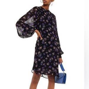 GANNI BLACK AND PURPLE FLORAL DRESS
